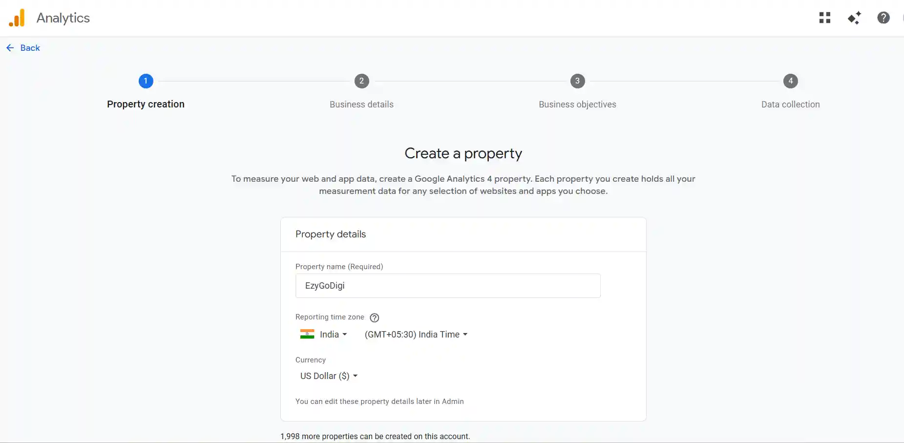 How to create GA4 property step by step in Google Analytics 4