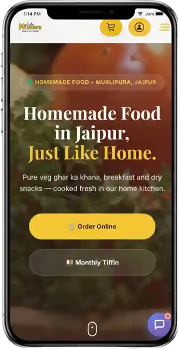 Mithora Kitchen cloud kitchen eCommerce website home screen